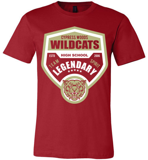 Cypress Woods Wildcats Premium Deep Red T-shirt - Design 14