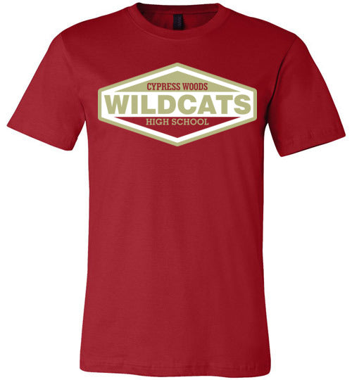 Cypress Woods Wildcats Premium Deep Red T-shirt - Design 09