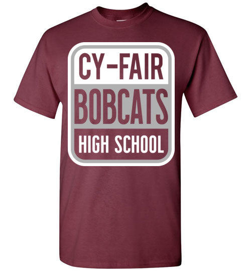 Cy-Fair High School Bobcats Maroon Unisex T-shirt 01