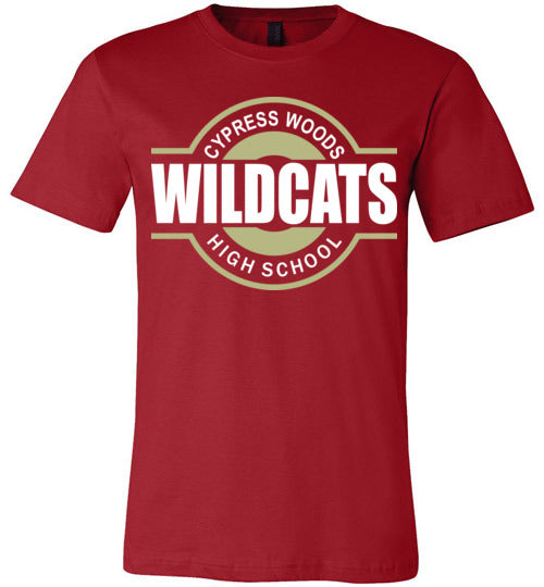 Cypress Woods Wildcats Premium Deep Red T-shirt - Design 11