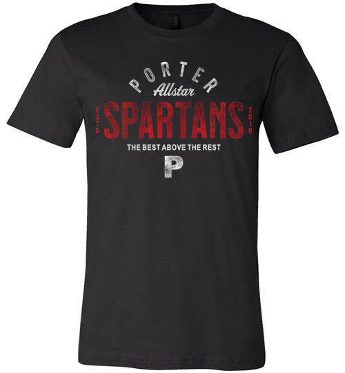 Porter Spartans Premium Black T-shirt - Design 40