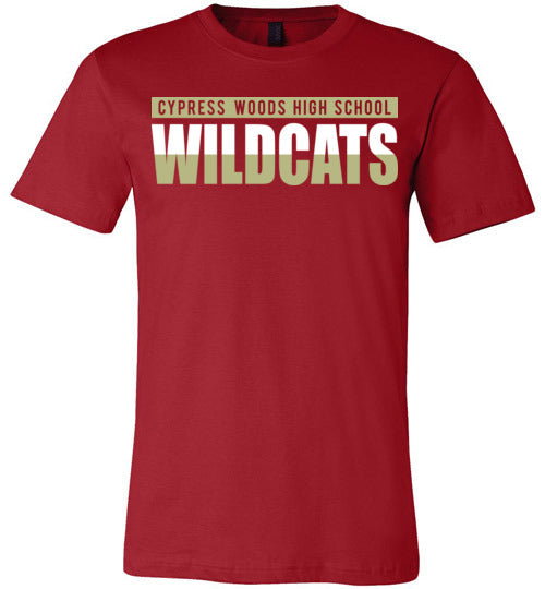 Cypress Woods Wildcats Premium Deep Red T-shirt - Design 25