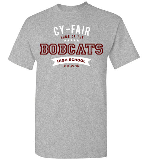 Cy-Fair High School Bobcats Sports Grey Unisex T-shirt 96