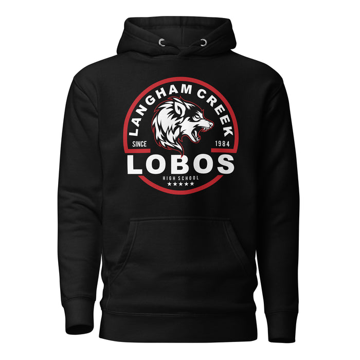 Langham Creek Lobos Premium Black Hoodie - Design 04