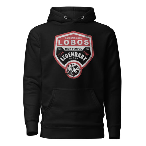 Langham Creek Lobos Premium Black Hoodie - Design 14