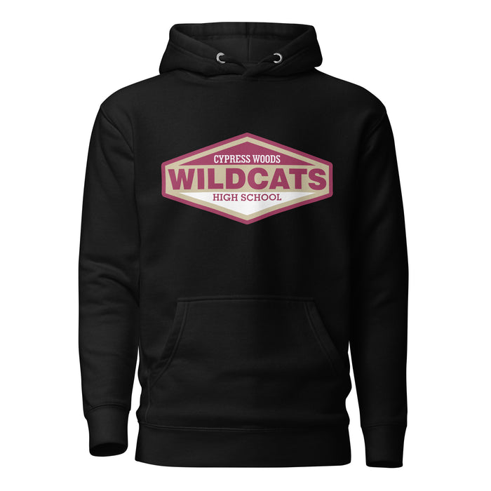 Cypress Woods Wildcats Premium Black Hoodie - Design 09