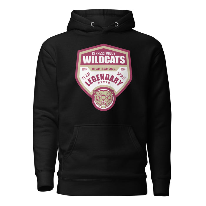 Cypress Woods Wildcats Premium Black Hoodie - Design 14