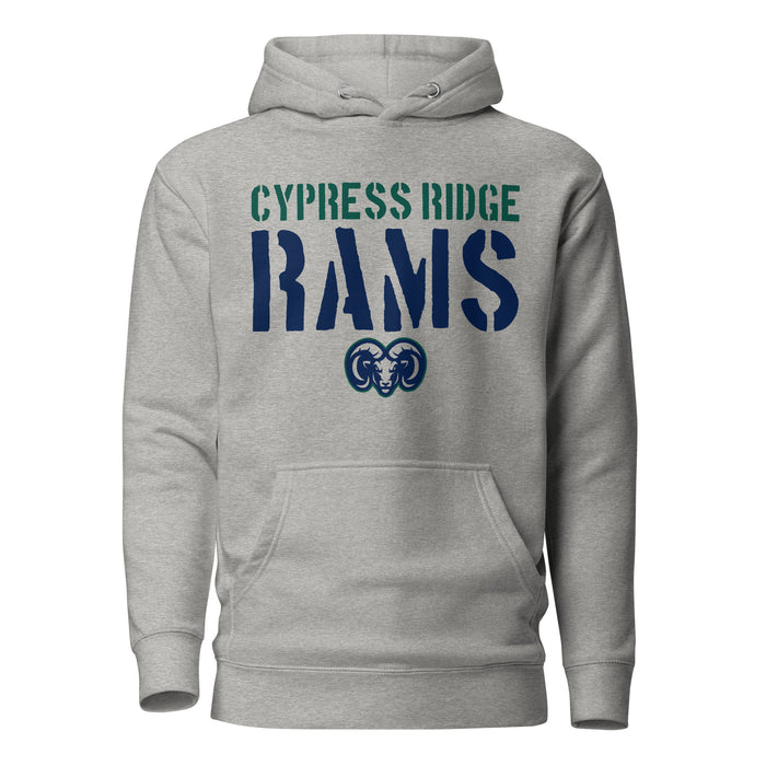 Cypress Ridge Rams Premium Grey Hoodie - Design 17