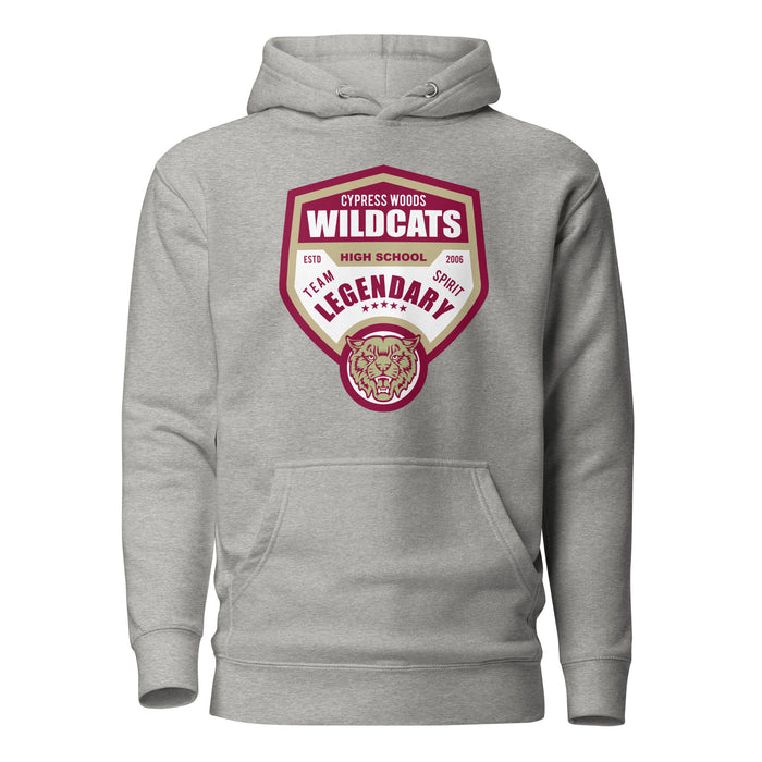 Cypress Woods Wildcats Premium Grey Hoodie - Design 14