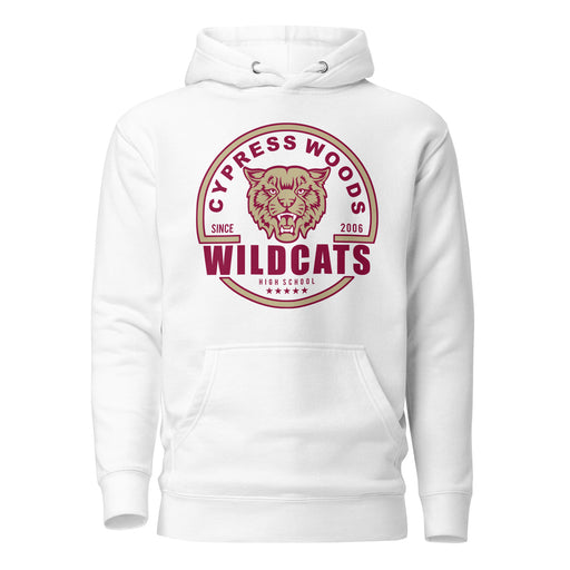 Cypress Woods Wildcats Premium White Hoodie - Design 04