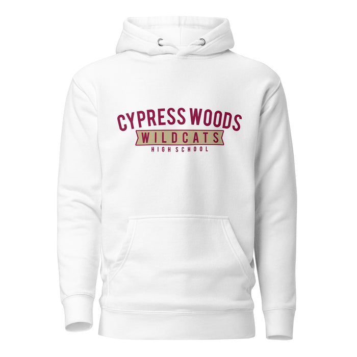 Cypress Woods Wildcats Premium White Hoodie - Design 21