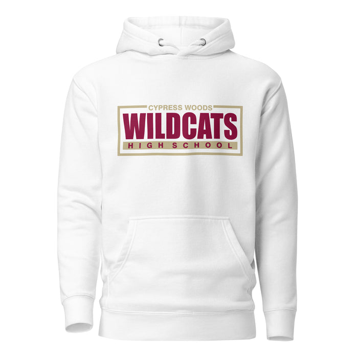 Cypress Woods Wildcats Premium White Hoodie - Design 49